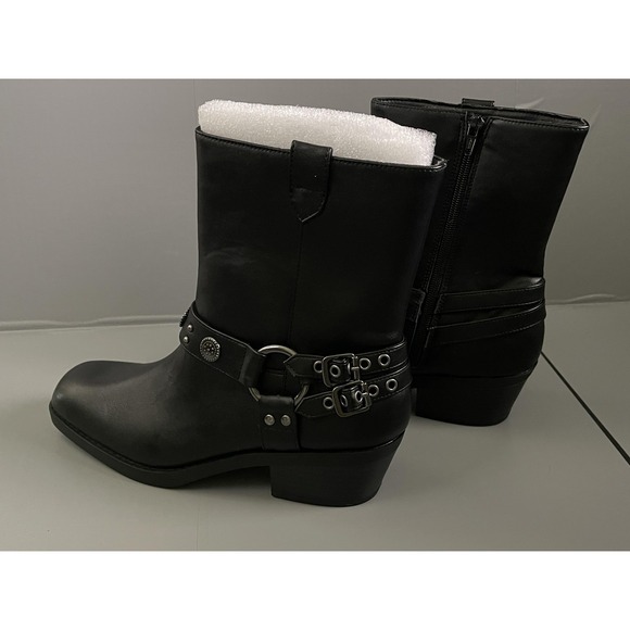 Wild Pair Shoes - Wild Pair Boots Womens Size 8.5 Black Sherrip Biker Mid Calf Block Heel Studded